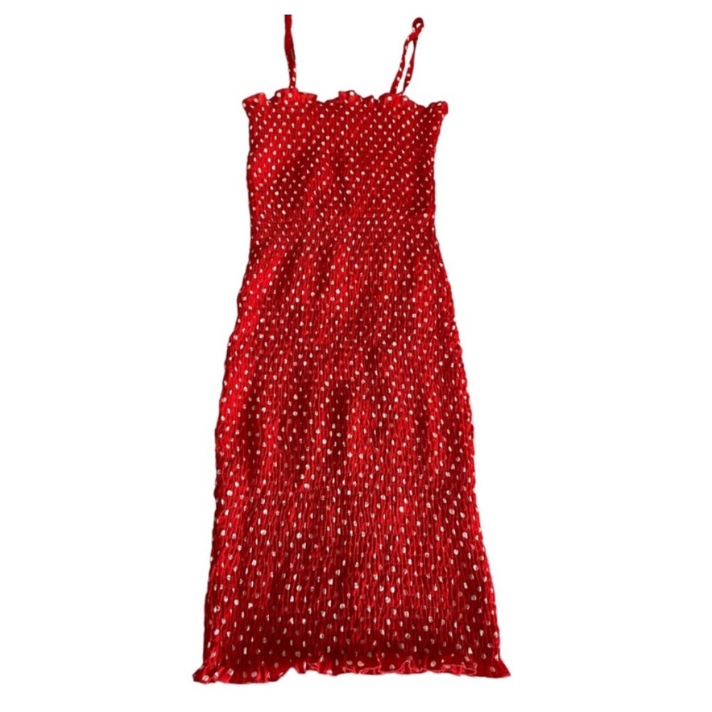 Charlotte Russe, smocked white, spaghetti strap midi summer dress XS pinup retro